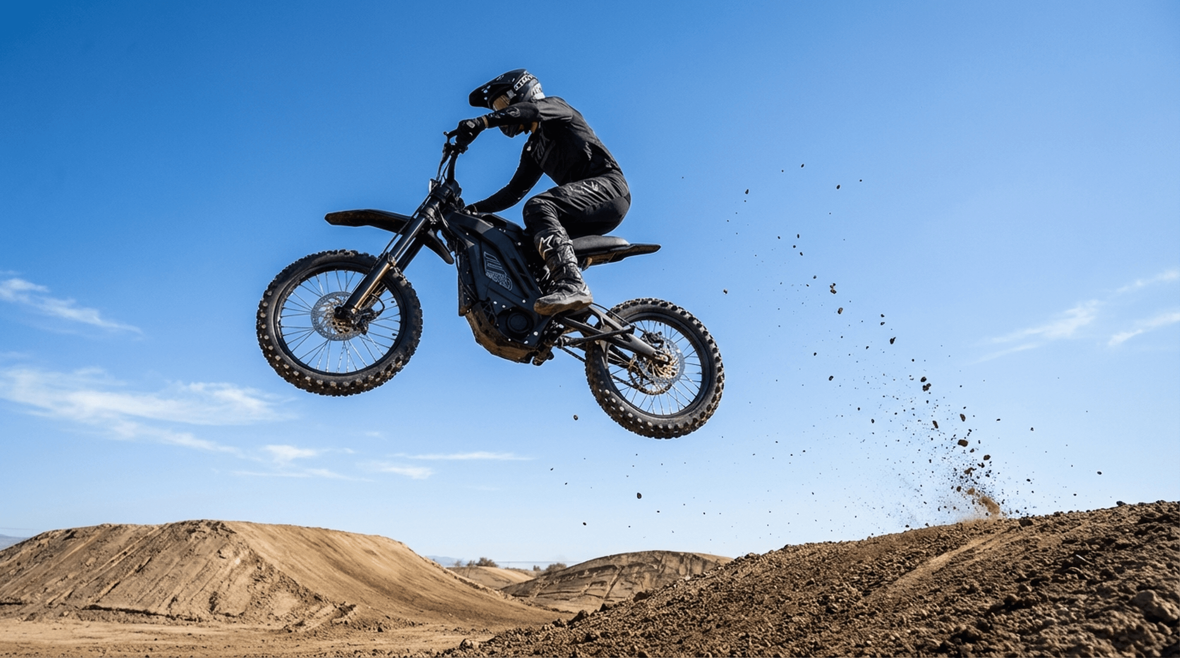 E Ride Pro SR getting big air on a motocross jump