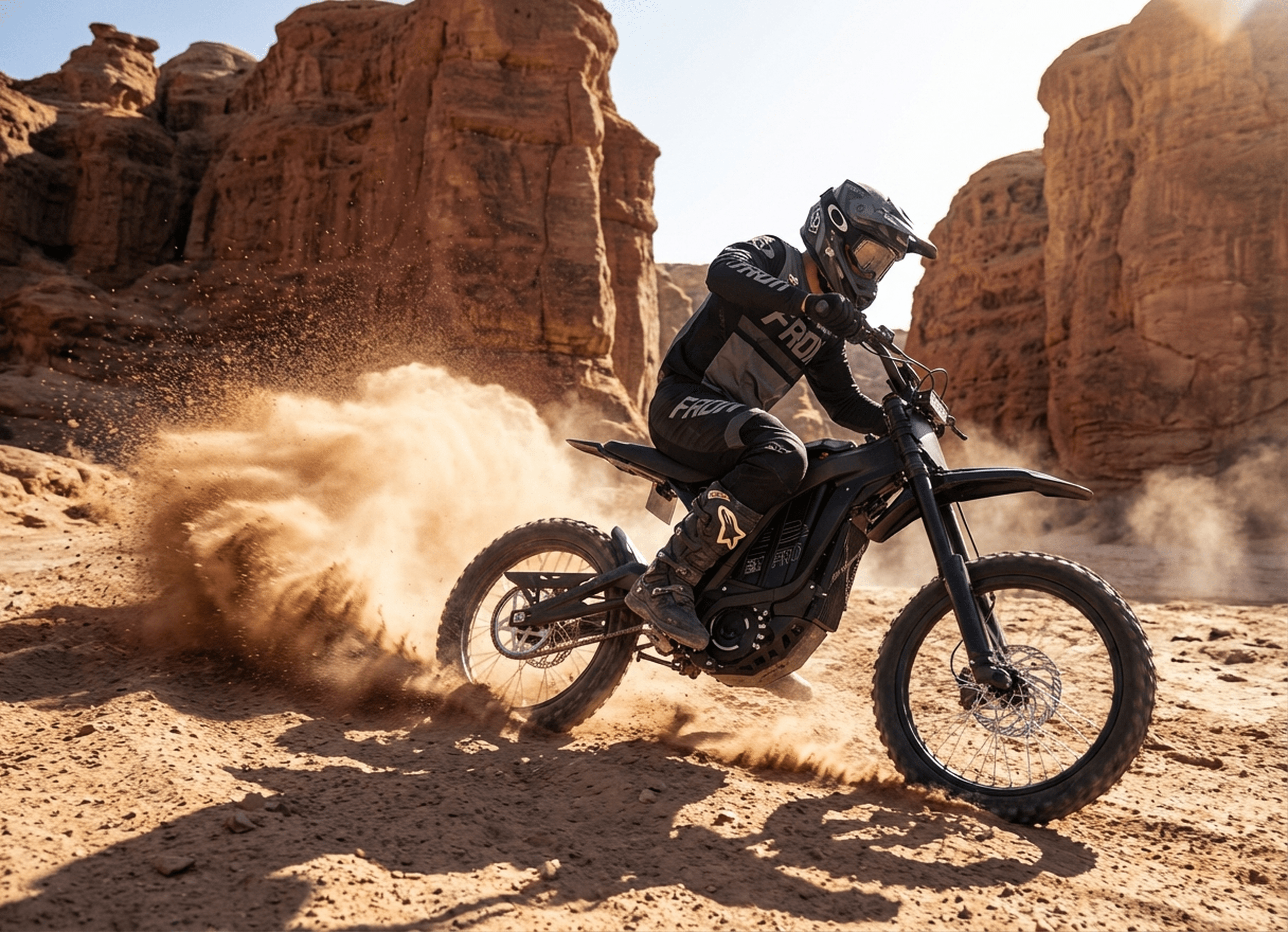 SR powersliding on red rock terrain